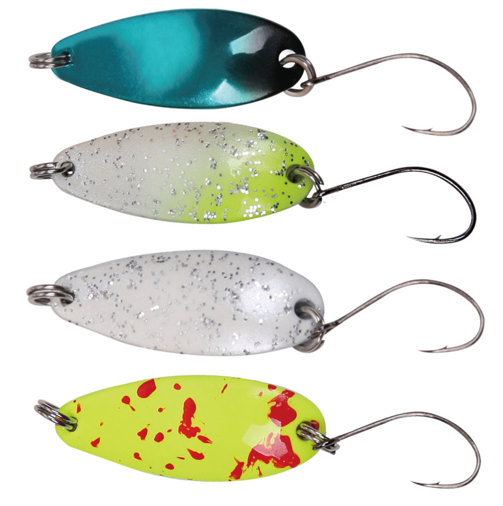 6x Forellenköder Trout Spoon Blinker Haken 6 Farben Profi Troutspoon Fishing 3g
