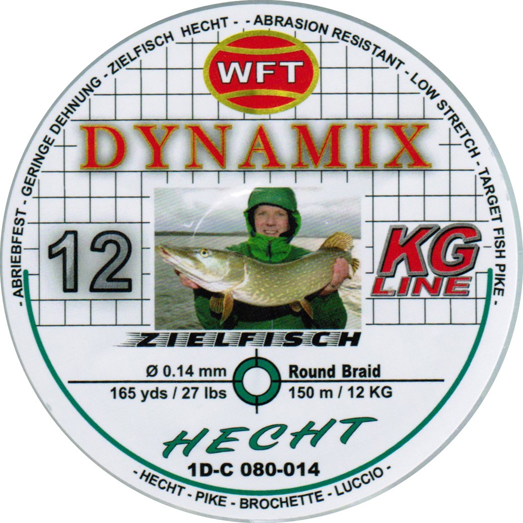 WFT Round Dynamix Hecht green 150m geflochtene Schnur für Hecht 0,07€//1m