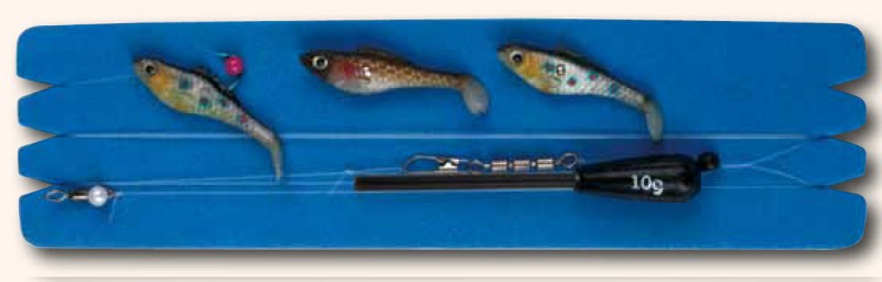 Saltarella 10g sinkende Forellenmontage inkl 3 Gummifischen Forellnköder